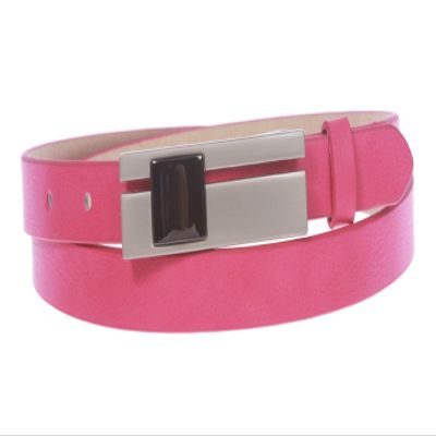 3/4"(19 mm) Womens Snap On Rectangular Skinny Non Leather Dress Belt Size: S/M - 32 Color: Hot Pink