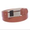 3/4"(19 mm) Womens Snap On Rectangular Skinny Non Leather Dress Belt Size: M/L - 36 Color: Tan view 1
