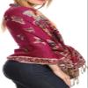 Sakkas Liua Long Wide Woven Patterned Design Multi Colored Pashmina Shawl/Scarf - Fuchsia - OS view 3