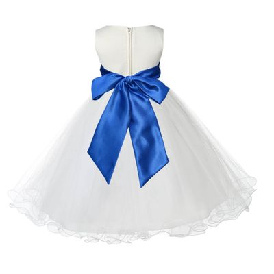 Wedding Pageant Ivory Flower Girl Rattail Edge Tulle Flower Girl Dress Toddler 829s 2