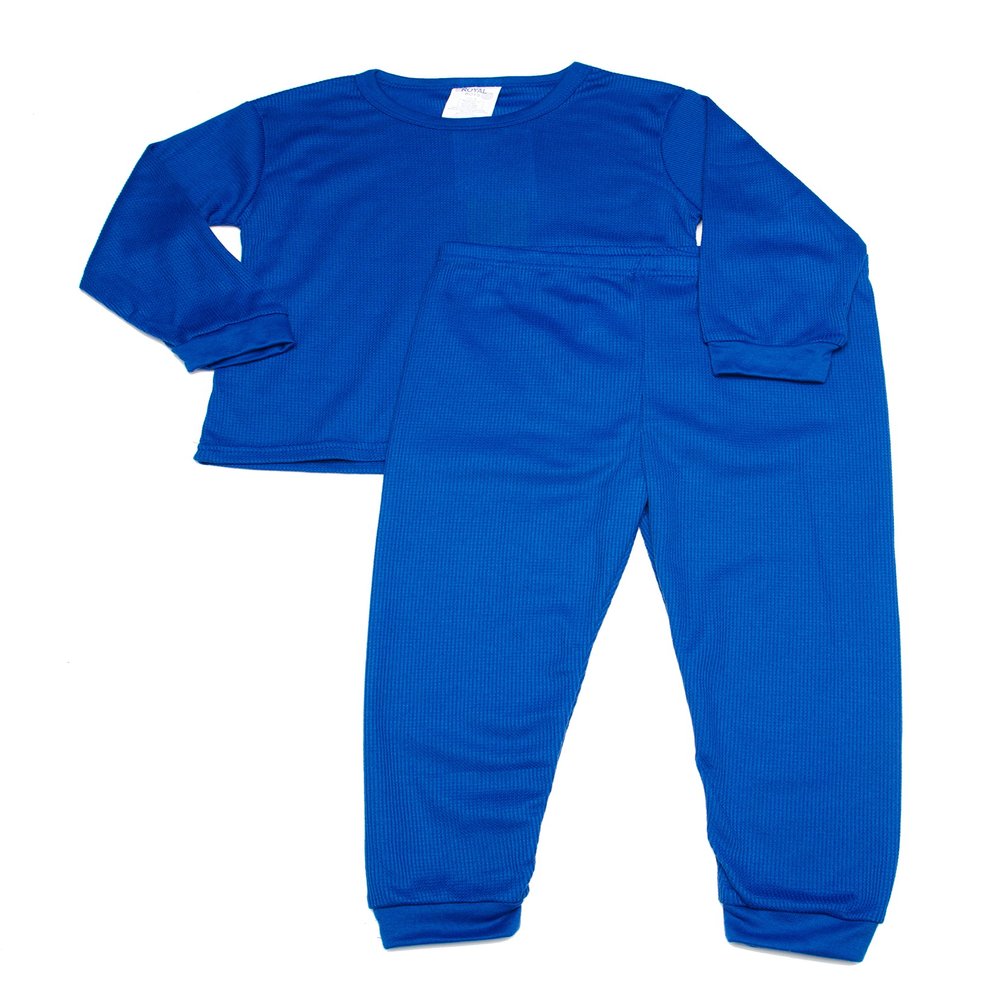 Boys Thermal Long Underwear Set (7, Royal Blue)