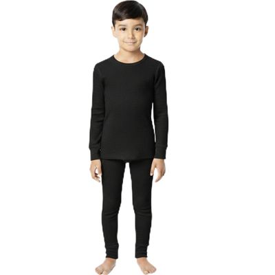 Boys Thermal Long Underwear Set (5, Black)