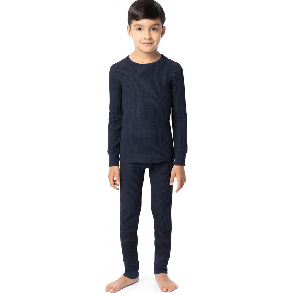 Boys Thermal Long Underwear Set (24M, Navy Blue)