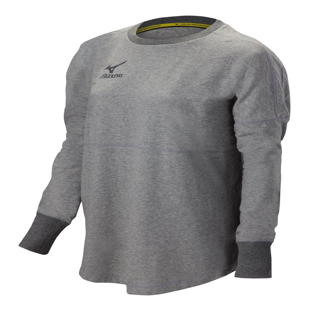 Mizuno Hitters Pullover, Heathered Light Grey, Extra Small