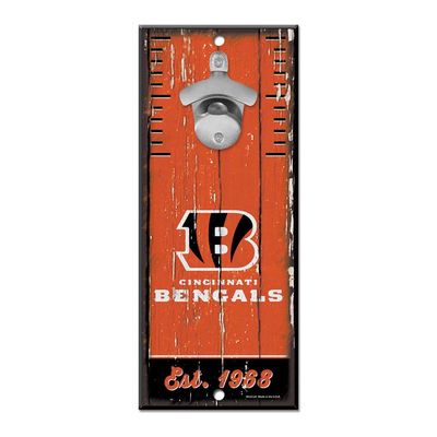 NFL Cincinnati Bengals Bottle Opener5x11 Wood Sign Bottle Opener, Team Colors, 5"x11"