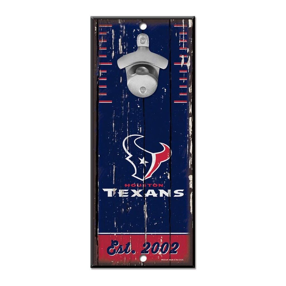 WinCraft NFL Houston Texans Bottle Opener5x11 Wood Sign Bottle Opener, Team Colors, 5"x11"