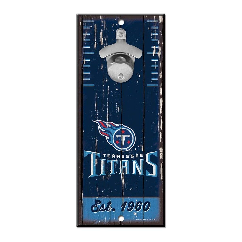 WinCraft NFL Tennessee Titans Bottle Opener5x11 Wood Sign Bottle Opener, Team Colors, 5"x11"