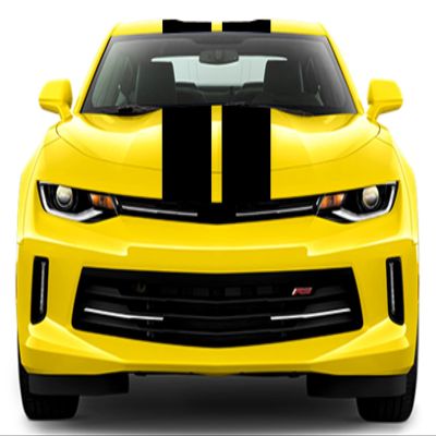 Clausen's World 9 Inch Double Center Vinyl Rally Racing Stripes, Fits Chevy Camaro, Black Matte