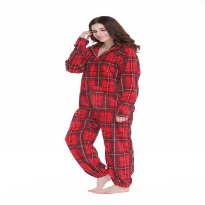 XMASCOMING Women's & Men's Hooded Fleece Onesie Pajama Red Grey Plaid Size US XL