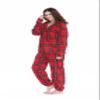 XMASCOMING Women's & Men's Hooded Fleece Onesie Pajama Red Grey Plaid Size US XL view 1