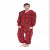 XMASCOMING Women's & Men's Hooded Fleece Onesie Pajama Red Grey Plaid Size US XL view 3