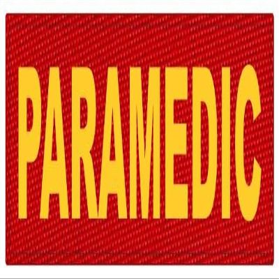 TACTICAL IDENTIFICATION PATCHES Paramedic ID Patch - 11x4 - Gold Lettering - Red Backing - Hook Fabric