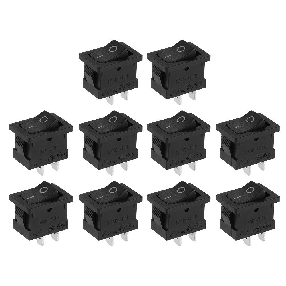 10x Rocker Switch Switches 2-Pin Black On/Off Small Mini 3A 12V-250V DC 1/2 3/4