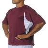 A4 N3181 - Men's Cooling Performance Color Blocked Shorts Sleeve Crew Shirt Maroon/White view 1