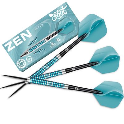 Shot! - Zen Jutsu Steel Tip Darts | 80% Tungsten Torpedo Shape | Front Balanced with Ring Grip | Precision for All Skill Levels | Made in New Zealand, Silver, 25 Grams