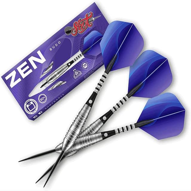 Shot Darts Metal Tip Zen Budo (23g/ 24g/ 26g) 80% Tungsten Center Balanced Bomber Shape Perfect for Beginner Handcrafted Professional Darts & Flights Made in New Zealand Metal Tips for Dart Board