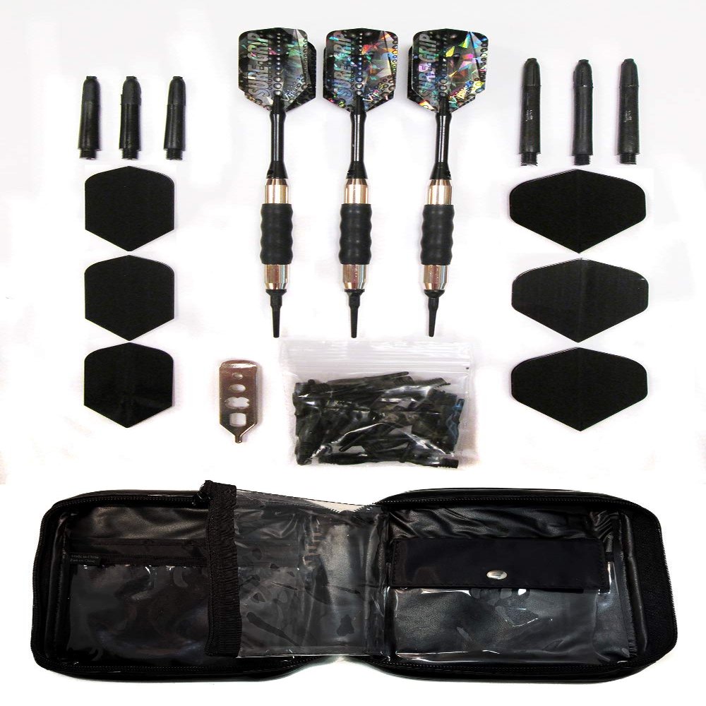 VIPER Sure Grip Soft Tip Darts with Accessory Kit (Black, 16 Grams)