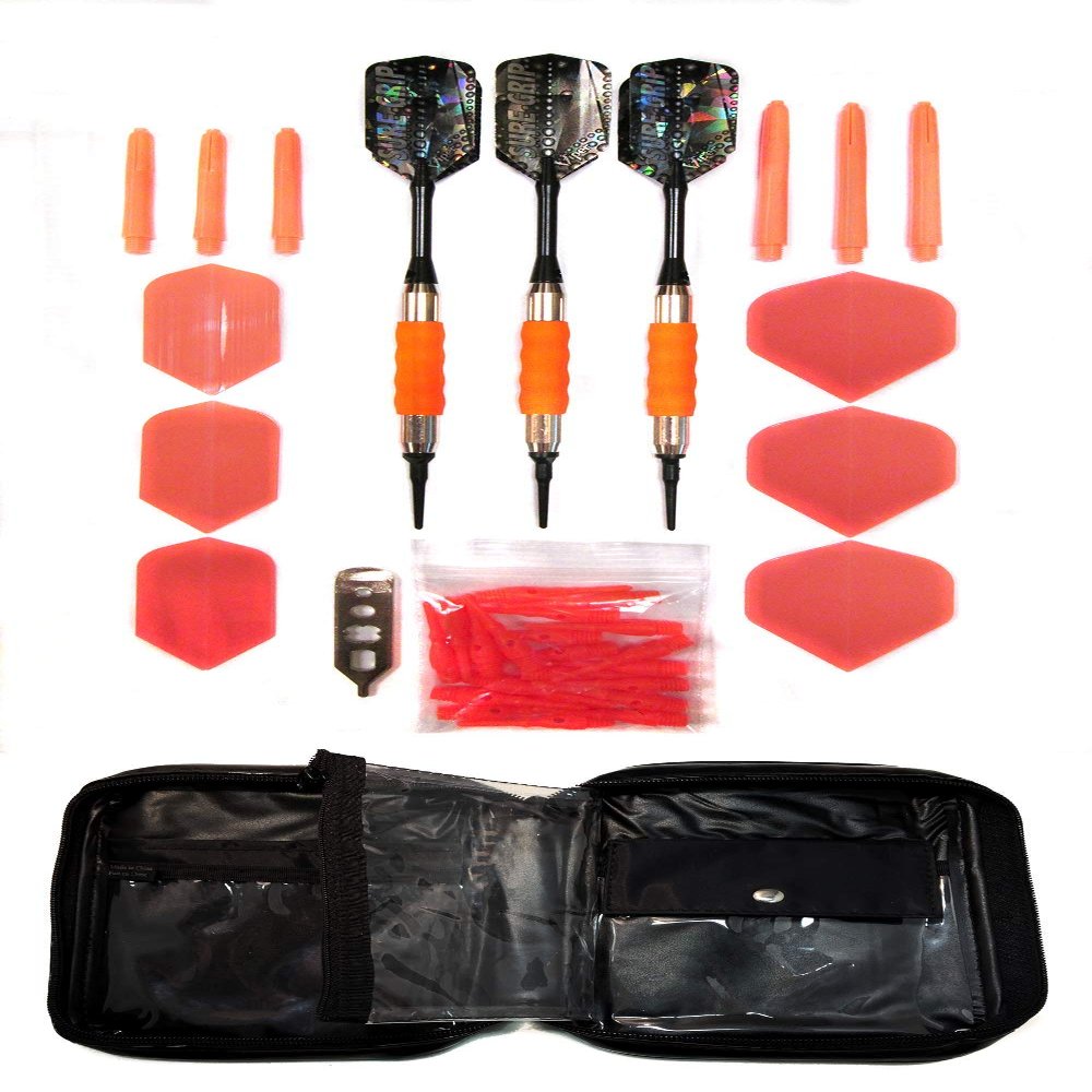 VIPER Sure Grip Soft Tip Darts with Accessory Kit (Neon Orange, 16 Grams)