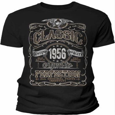 70th Birthday Gift Shirt for Men - Classic 1956 Aged to Perfection - Black-001-4X