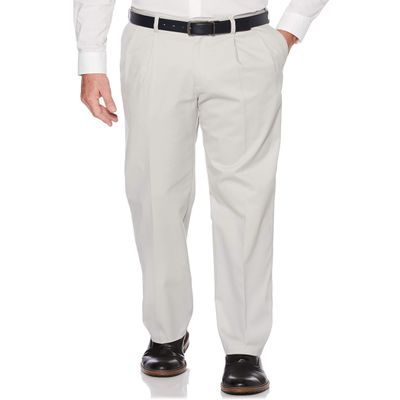 Savane Men's Ultimate Performance Pleated Chino Pants with Expandable Waist, Stretch Non-Iron (Available in Big & Tall), Ultimate Vapor, 38W x 34L