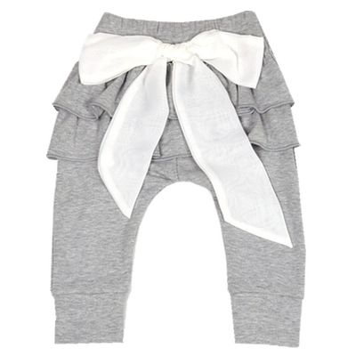 Ding Dong Baby Girls Bowknot Princess Lacework Pants(Grey,2T)