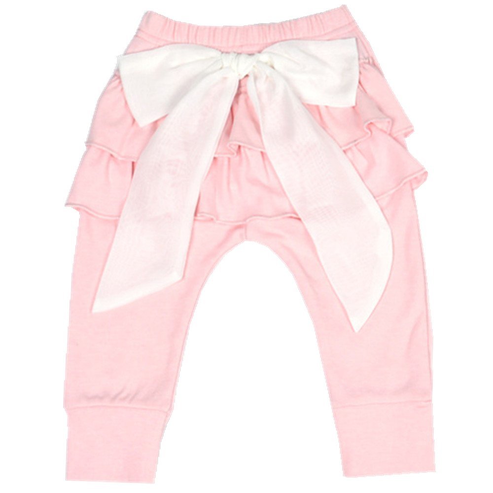 Ding-dong Baby Girls Bowknot Princess Lacework Pants(Pink,18-24M)