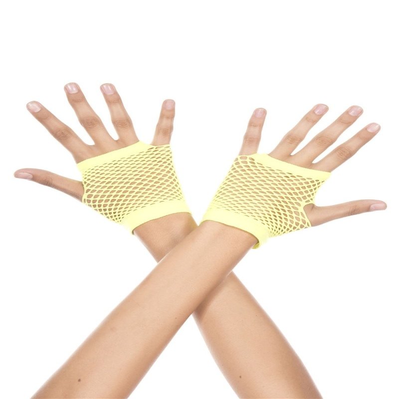 Music Legs Thick Diamond net Gloves Neon Yellow