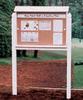 BuyBocceBalls Listing - Tennis, Bocce, Golf Court Accessories - Messaging Boards - Outpost Message Center with Acrylic Doors - Model 150 - White - Post Attached, Header Sign, Sliding Door Lock view 1