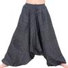RaanPahMuang Striped Cotton Elastic Pullstring Waist Baggy Mao Pants, Small, Black view 1