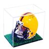 Better Display Cases Clear Acrylic Mini - Miniature Football Helmet (not Full Size) Display Case with Turf Base (A003-CTB) view 1