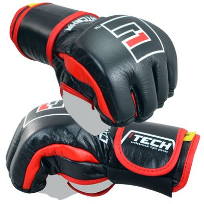 Combat Corner Tech Professional Leather Construction Fight MMA Gloves Men and Women - Kickboxing, Muay Thai Fighting, MMA Training Sparring Gloves