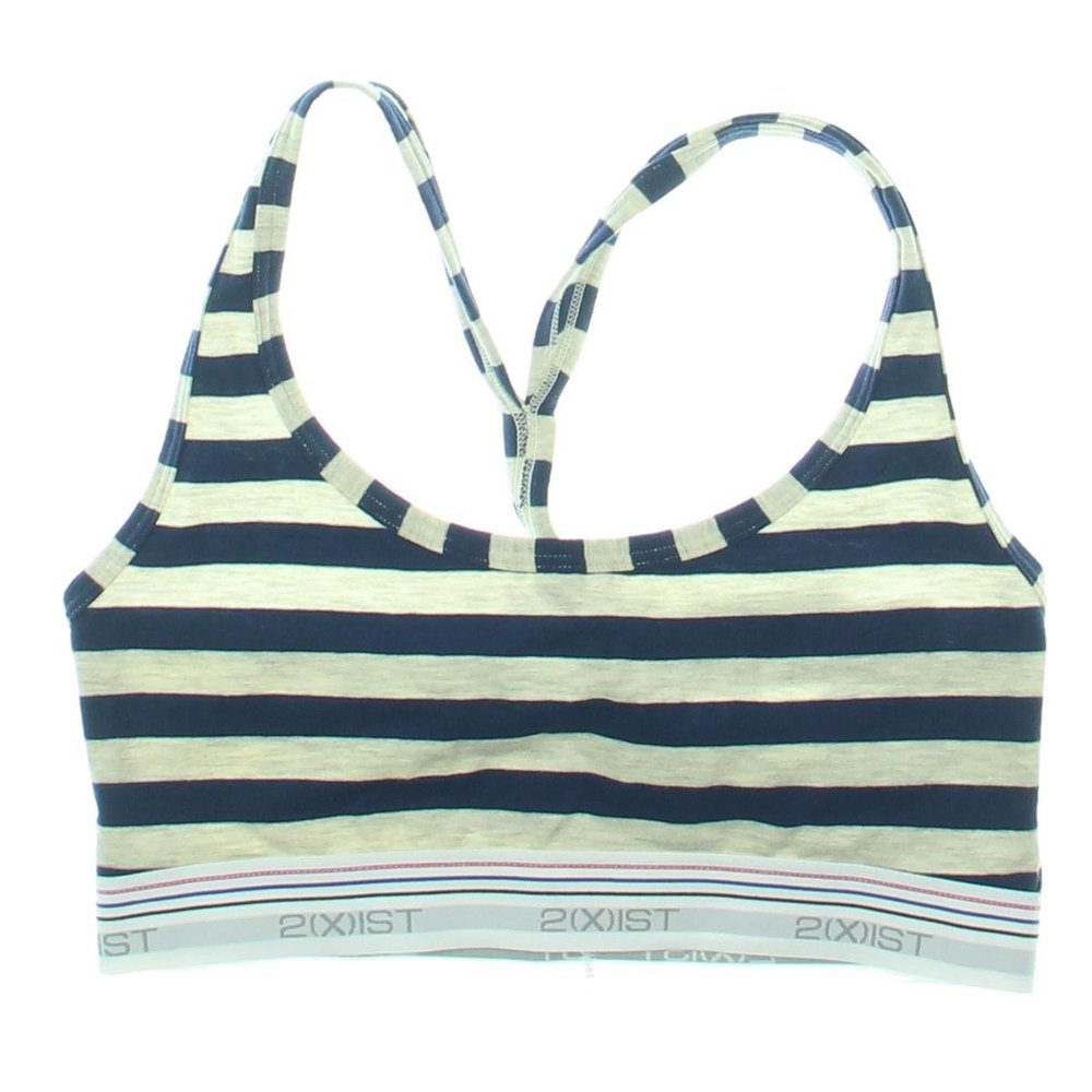 2(X)IST Women's Retro Cotton Y- Back Bralette, Oatmeal Heather Stripe, X-Small