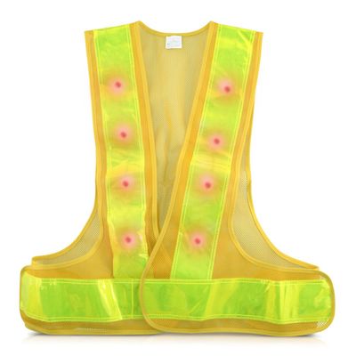 kwmobile LED Light Safety Vest - High Visibility Waistcoat Traffic Outdoor Night Warning Reflector Clothing Reflective