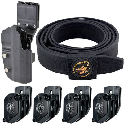 Black Scorpion Gear Competition Rig | 1 Heavy Duty Belt, 1 OWB Kydex Pro Holster | 4 Single/Double Stack Ambidextrous Magazine Pouches IPSC, USPSA, 3-Gun Approved (M, CZ 75 SP-01)