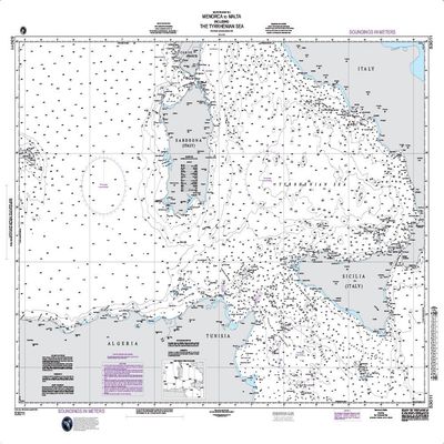 Paradise Cay Publications NGA Chart 53011: Menorca to Malta Including The Tyrrhenian Sea 36x47 (Paper)