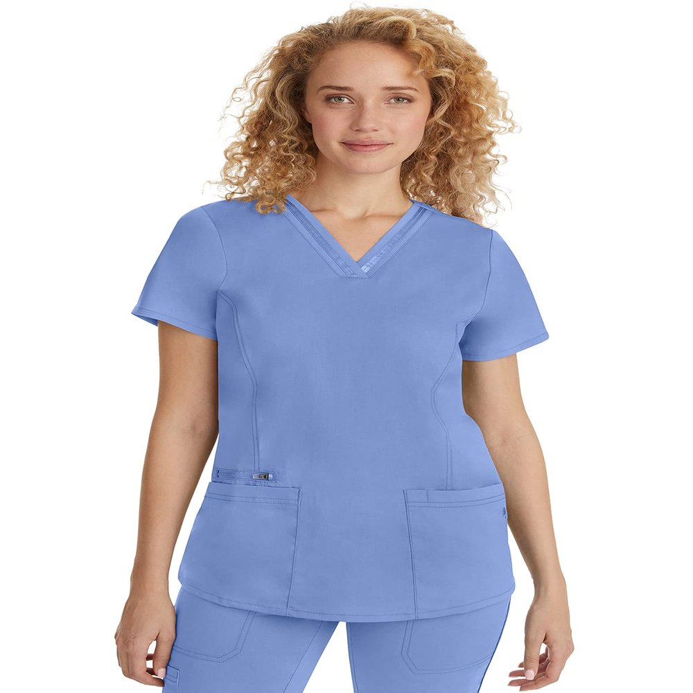 Healing Hands Scrub Top for Women with 3 Pockets and Easy Care, 2-Way Stretch Fabric Plus Size 2278, 2XL, Ceil