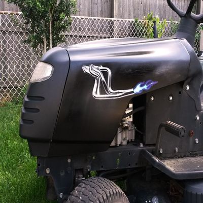 Racing Headers Decals - 2pc Set - Funny for hot Rod Lawn mowers Golf carts UTV Tool Box (Blue & Purple)