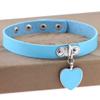 AKOAK Fashion Cool Rock Style Steampunk Punk Goth Heart-Shape Pendant Link PU Leather Collar Choker Necklace(Light Blue) view 2