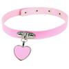 AKOAK Fashion Cool Rock Style Steampunk Punk Goth Heart-Shape Pendant Link PU Leather Collar Choker Necklace(Pink) view 1