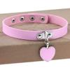 AKOAK Fashion Cool Rock Style Steampunk Punk Goth Heart-Shape Pendant Link PU Leather Collar Choker Necklace(Pink) view 2
