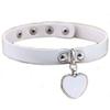 AKOAK Fashion Cool Rock Style Steampunk Punk Goth Heart-Shape Pendant Link PU Leather Collar Choker Necklace(White) view 1