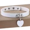 AKOAK Fashion Cool Rock Style Steampunk Punk Goth Heart-Shape Pendant Link PU Leather Collar Choker Necklace(White) view 2