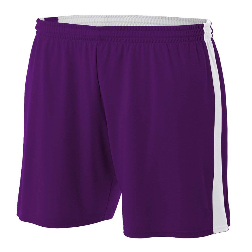 A4 N5284 - Adult Reversible Moisture Management Shorts Purple/White