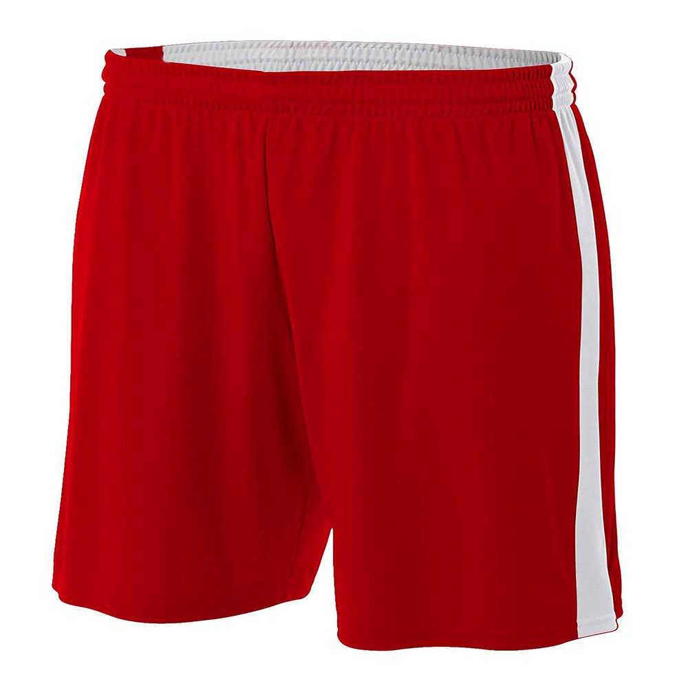 A4 N5284 - Adult Reversible Moisture Management Shorts Scarlet/White