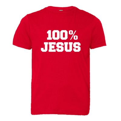 Youth 100 Percent Jesus I Love God Jesus Neymar HQ Tee-Red-XL