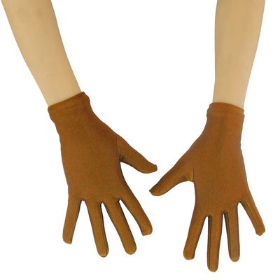 Ensnovo Adult Wrist Length Spandex Full Finger Stretchy Short Gloves Brown M