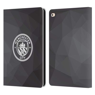 Head Case Designs Officially Licensed Manchester City Man City FC Black White Mono Badge Geometric Leather Wallet Case Compatible with Apple iPad Air 2 (2014)