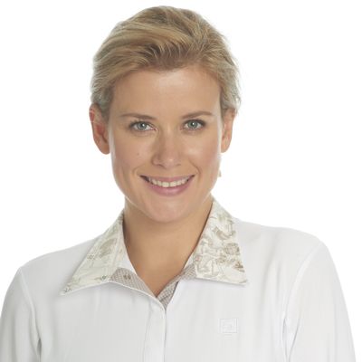 Romfh Ladies Stephanie Long Sleeve Show Shirt - White/Toile (Small)