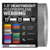 Strapworks Heavyweight Polypropylene Webbing - Heavy Duty Poly Strapping for Outdoor DIY Gear Repair, 1.5 Inch x 10 Yards, Silver Gray view 1