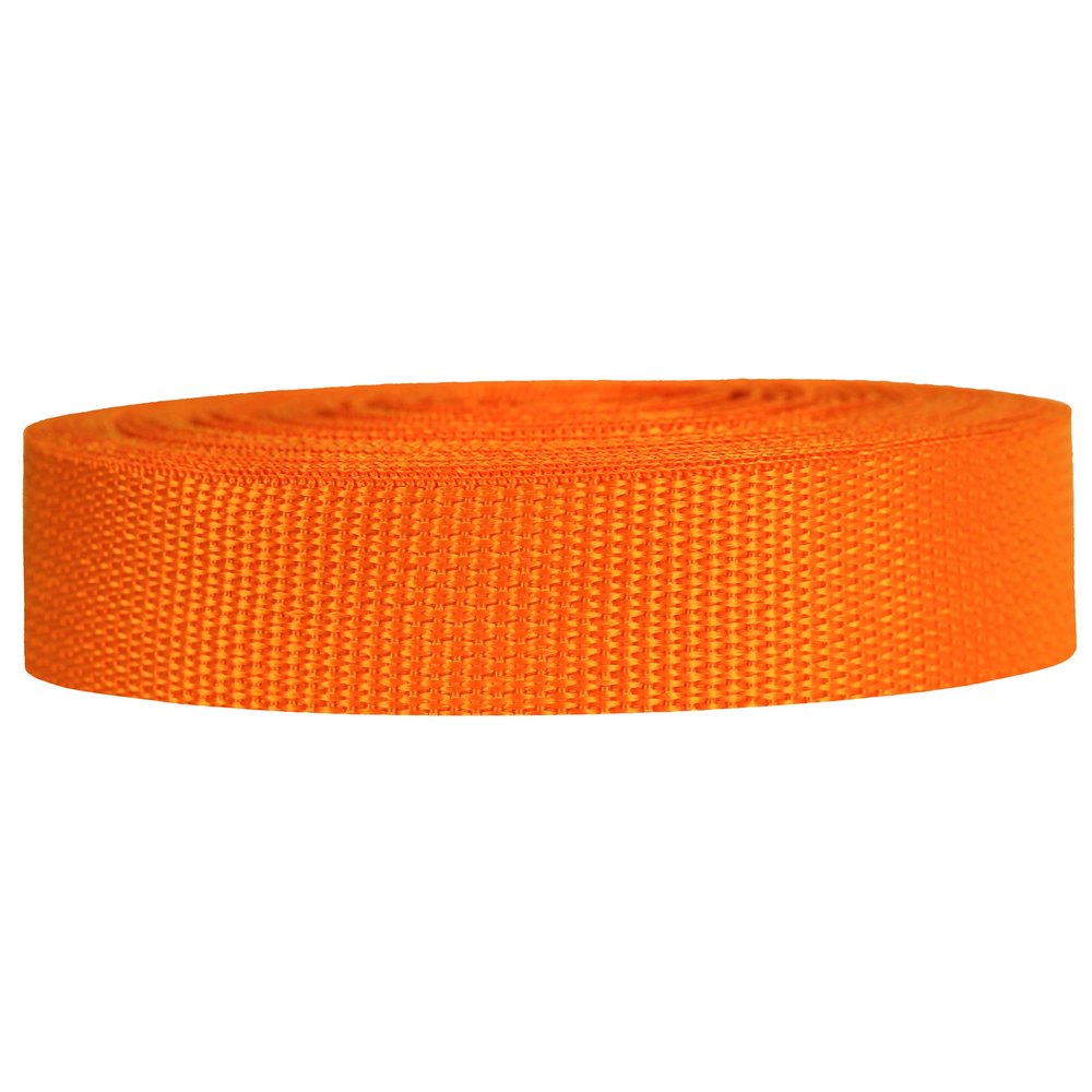 Strapworks Lightweight Polypropylene Webbing - Poly Strapping for Outdoor DIY Gear Repair, Pet Collars, Crafts - 1 Inch x 25 Yards - Orange